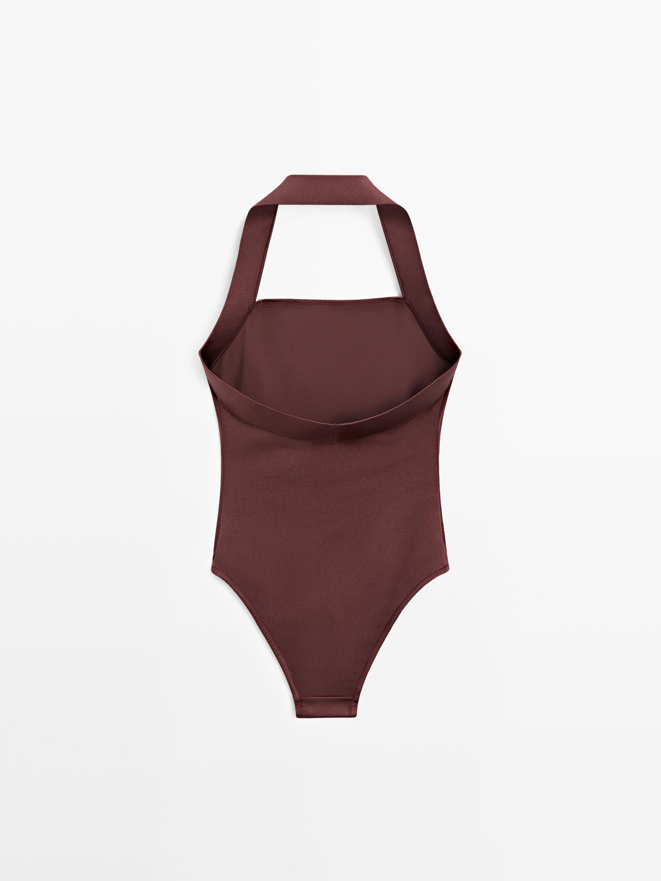 Maillot de bain brillant à encolure américaine
